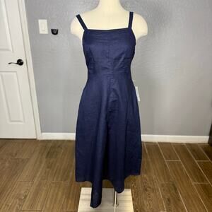 Luxely Sleeveless A-Line Linen Dress, Evening Blue, Size 4